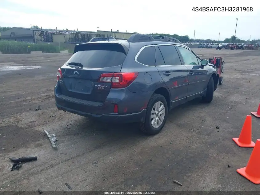 2017 Subaru Outback 2.5I Premium VIN: 4S4BSAFC3H3281968 Lot: 42604941