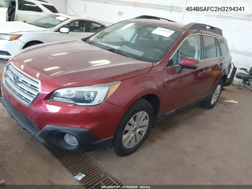 2017 Subaru Outback 2.5I Premium VIN: 4S4BSAFC2H3294341 Lot: 42623197