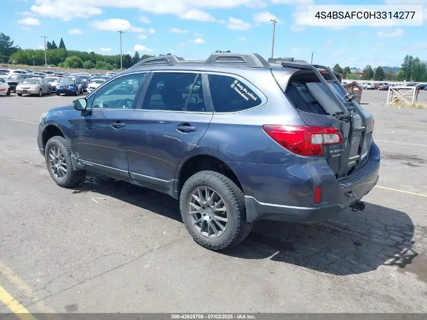 2017 Subaru Outback 2.5I Premium VIN: 4S4BSAFC0H3314277 Lot: 42625708