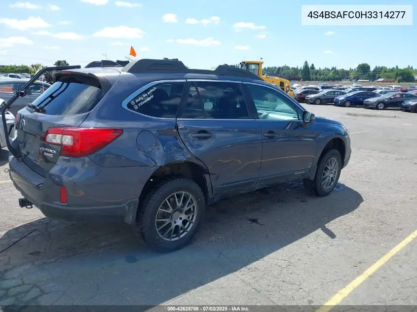 2017 Subaru Outback 2.5I Premium VIN: 4S4BSAFC0H3314277 Lot: 42625708