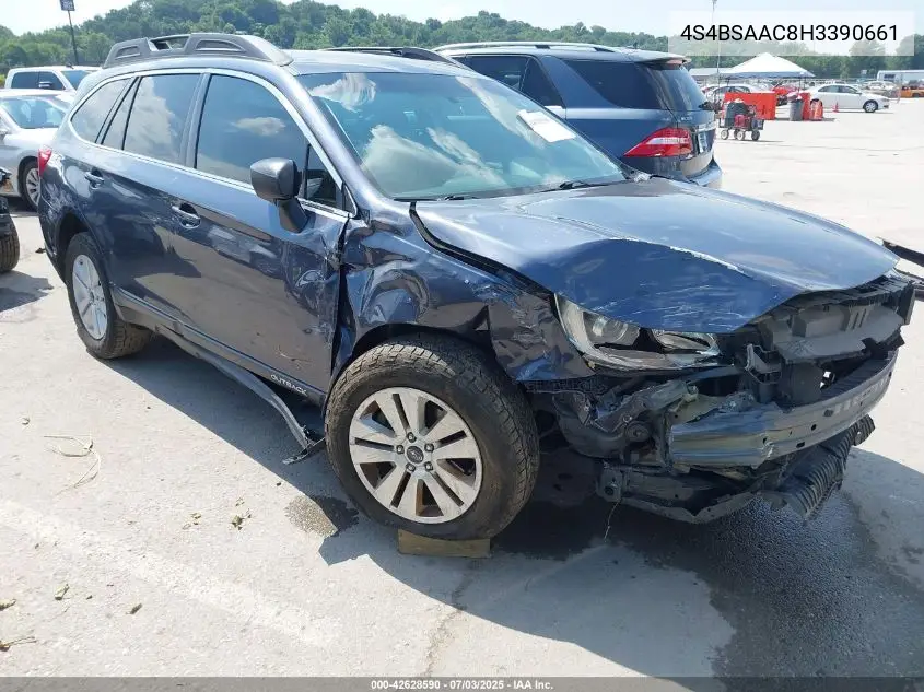 2017 Subaru Outback 2.5I VIN: 4S4BSAAC8H3390661 Lot: 42628590