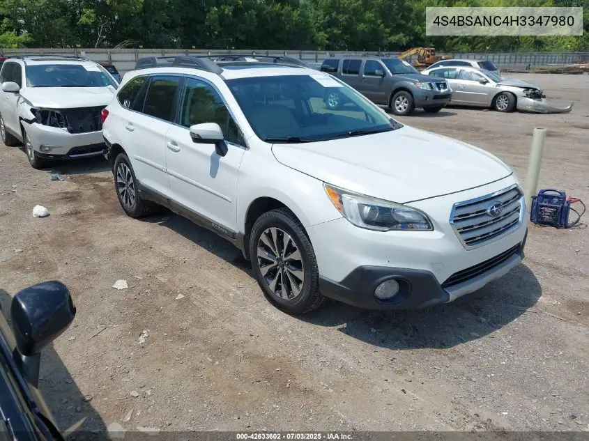 2017 Subaru Outback 2.5I Limited VIN: 4S4BSANC4H3347980 Lot: 42633602