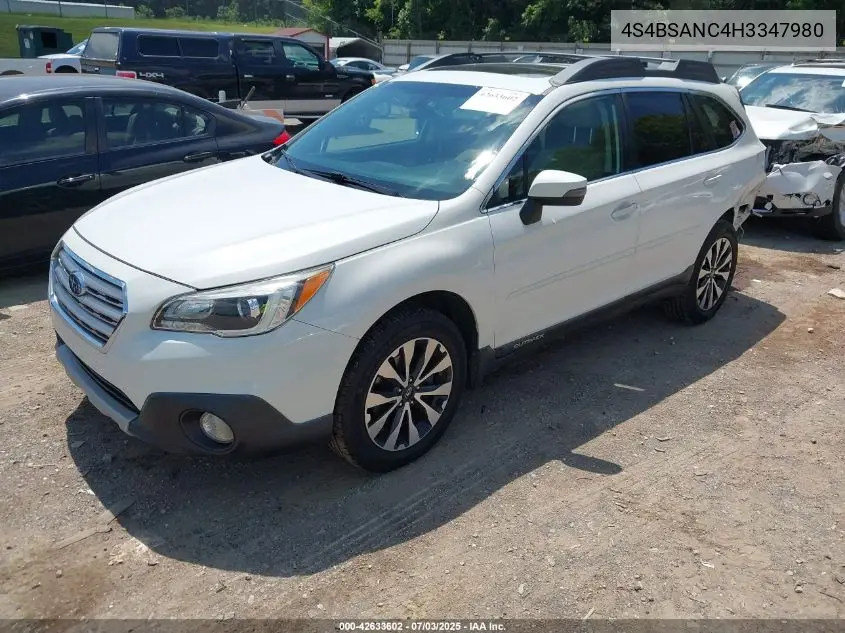 2017 Subaru Outback 2.5I Limited VIN: 4S4BSANC4H3347980 Lot: 42633602
