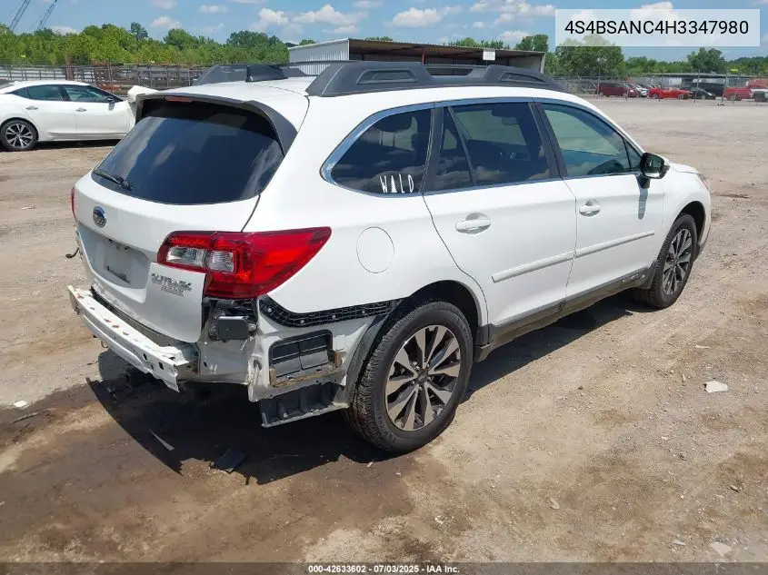 2017 Subaru Outback 2.5I Limited VIN: 4S4BSANC4H3347980 Lot: 42633602