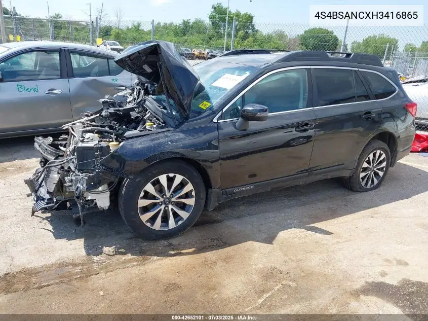 2017 Subaru Outback 2.5I Limited VIN: 4S4BSANCXH3416865 Lot: 42652101