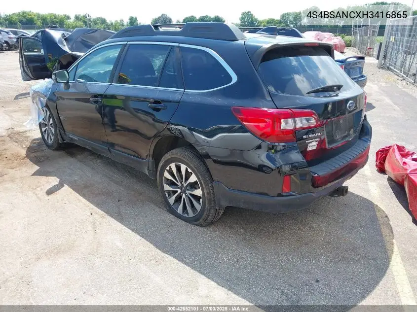 2017 Subaru Outback 2.5I Limited VIN: 4S4BSANCXH3416865 Lot: 42652101