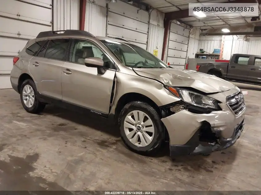 2018 Subaru Outback 2.5I Premium VIN: 4S4BSACC6J3348878 Lot: 42239718