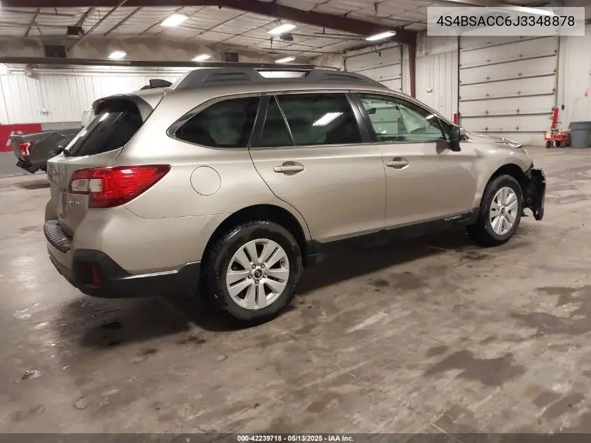 2018 Subaru Outback 2.5I Premium VIN: 4S4BSACC6J3348878 Lot: 42239718