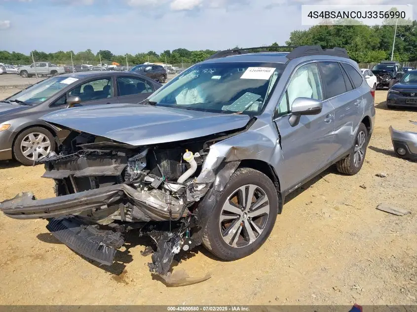 2018 Subaru Outback 2.5I Limited VIN: 4S4BSANC0J3356990 Lot: 42600580