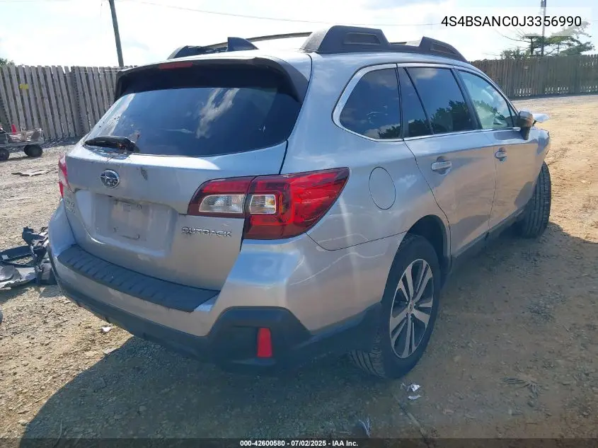 2018 Subaru Outback 2.5I Limited VIN: 4S4BSANC0J3356990 Lot: 42600580