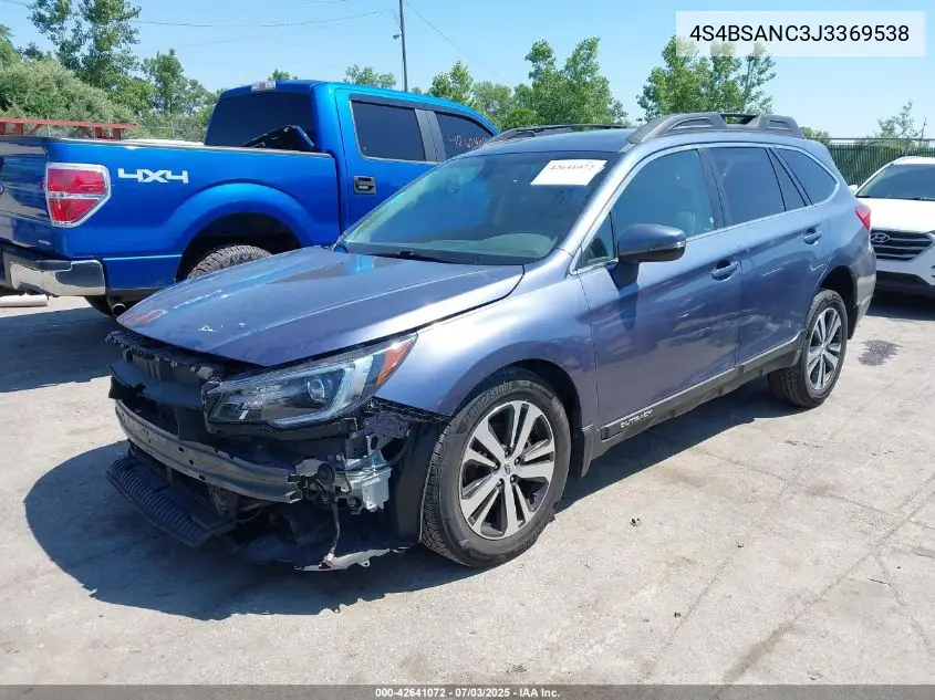 2018 Subaru Outback 2.5I Limited VIN: 4S4BSANC3J3369538 Lot: 42641072