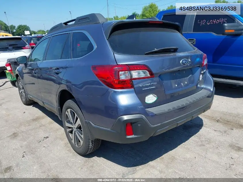 2018 Subaru Outback 2.5I Limited VIN: 4S4BSANC3J3369538 Lot: 42641072
