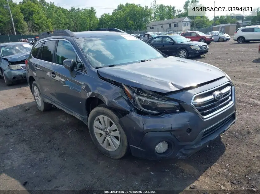 2018 Subaru Outback 2.5I Premium VIN: 4S4BSACC7J3394431 Lot: 42641466