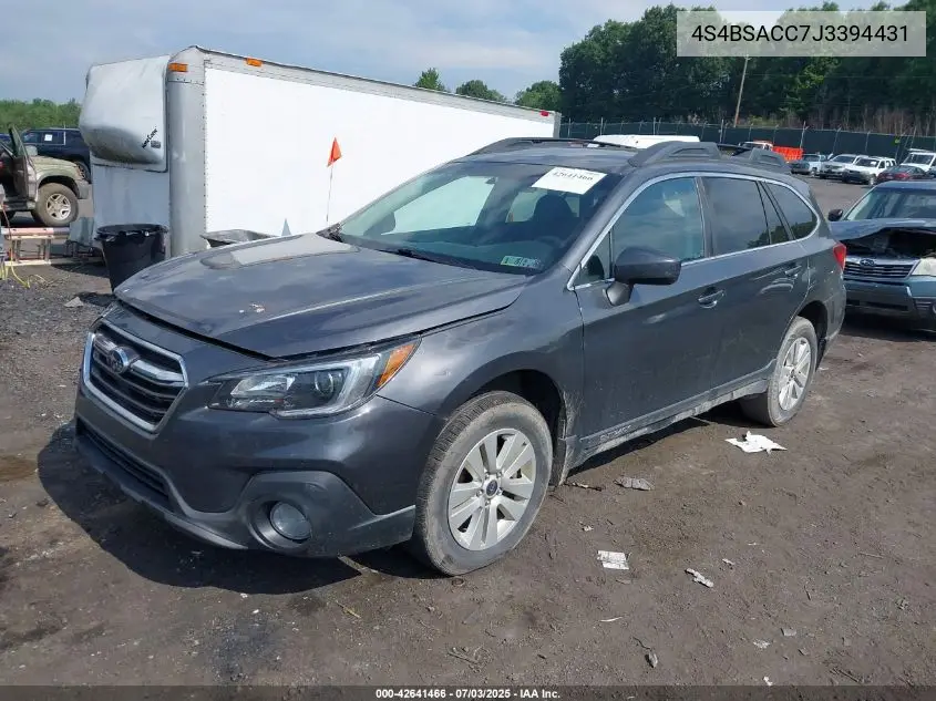2018 Subaru Outback 2.5I Premium VIN: 4S4BSACC7J3394431 Lot: 42641466