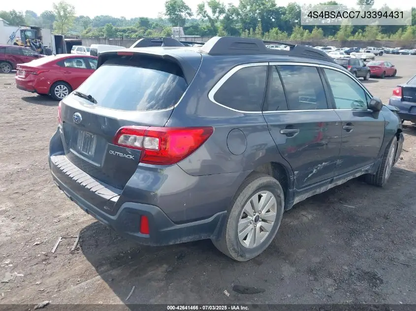 2018 Subaru Outback 2.5I Premium VIN: 4S4BSACC7J3394431 Lot: 42641466