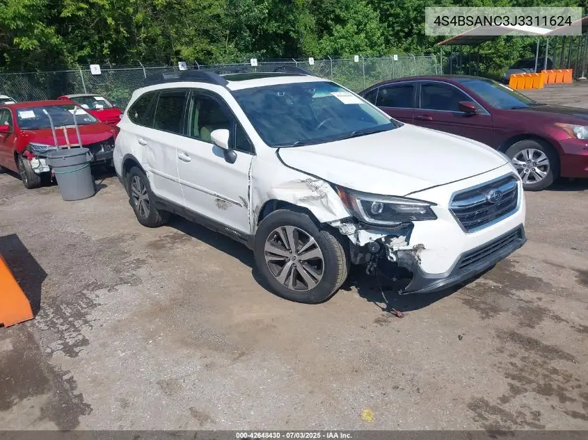 2018 Subaru Outback 2.5I Limited VIN: 4S4BSANC3J3311624 Lot: 42648430