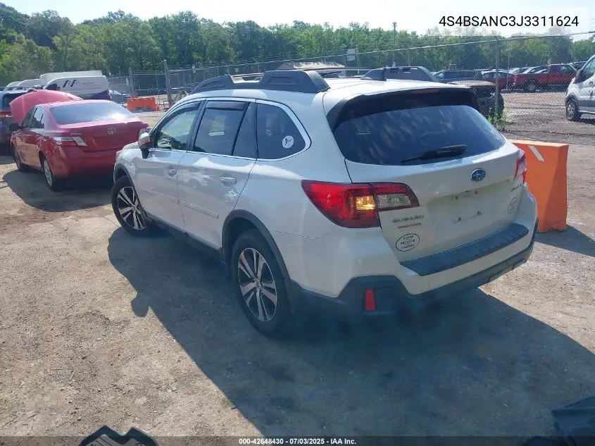 2018 Subaru Outback 2.5I Limited VIN: 4S4BSANC3J3311624 Lot: 42648430