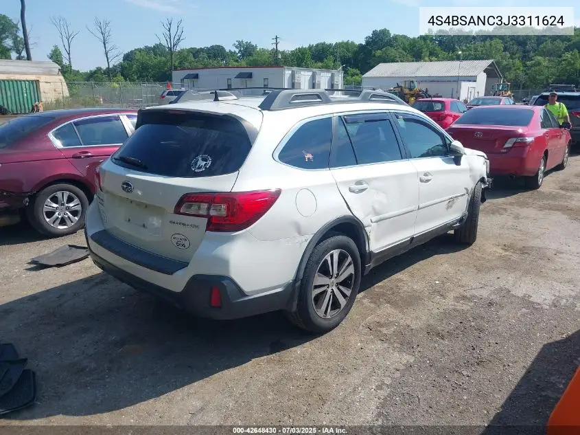 2018 Subaru Outback 2.5I Limited VIN: 4S4BSANC3J3311624 Lot: 42648430