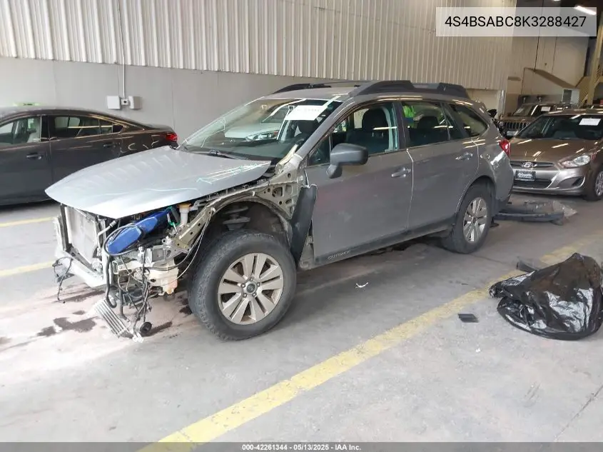 2019 Subaru Outback 2.5I VIN: 4S4BSABC8K3288427 Lot: 42261344