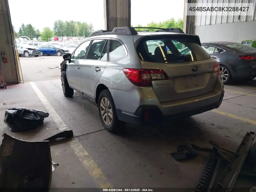 2019 Subaru Outback 2.5I VIN: 4S4BSABC8K3288427 Lot: 42261344