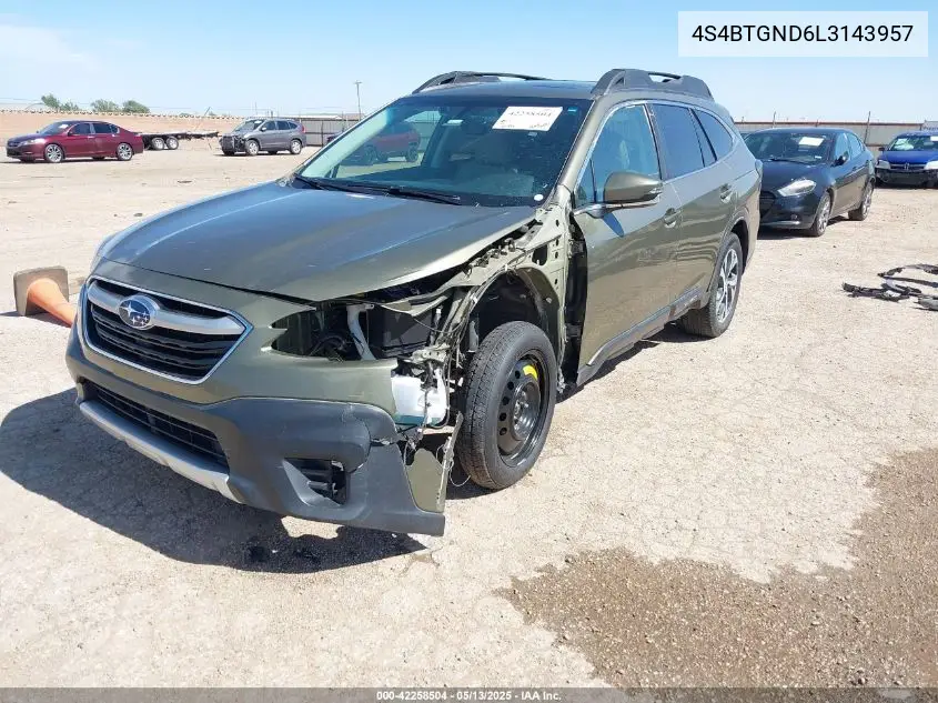 2020 Subaru Outback Limited Xt VIN: 4S4BTGND6L3143957 Lot: 42258504