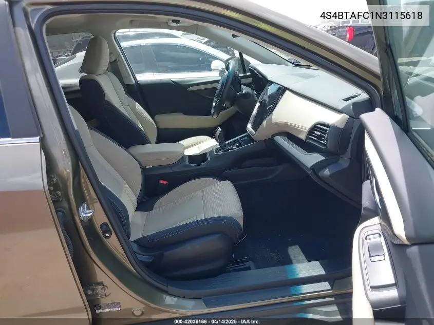 2022 Subaru Outback Premium VIN: 4S4BTAFC1N3115618 Lot: 42038166