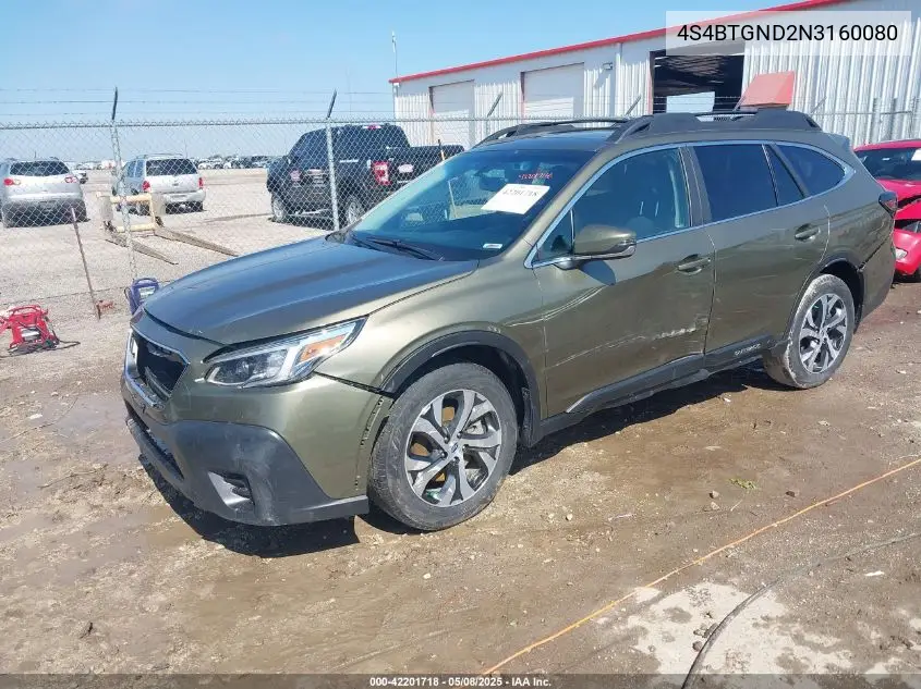 2022 Subaru Outback Limited Xt VIN: 4S4BTGND2N3160080 Lot: 42201718