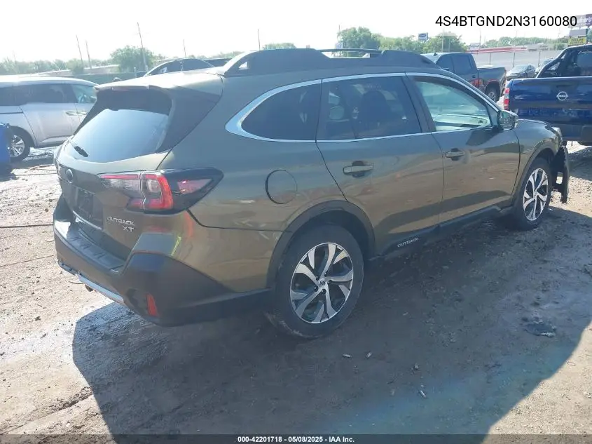 2022 Subaru Outback Limited Xt VIN: 4S4BTGND2N3160080 Lot: 42201718