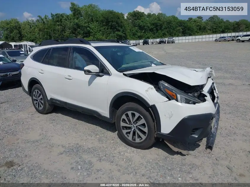 2022 Subaru Outback Premium VIN: 4S4BTAFC5N3153059 Lot: 42219220