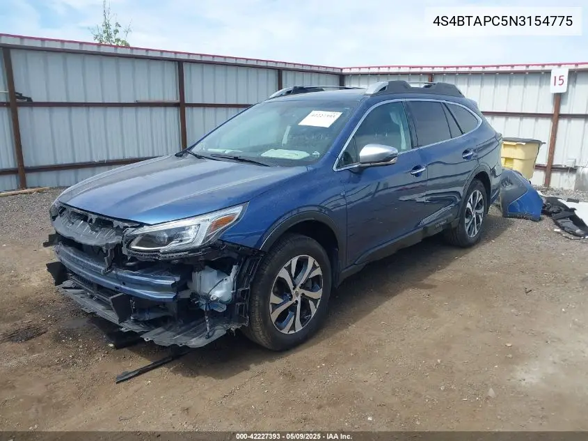2022 Subaru Outback Touring VIN: 4S4BTAPC5N3154775 Lot: 42227393