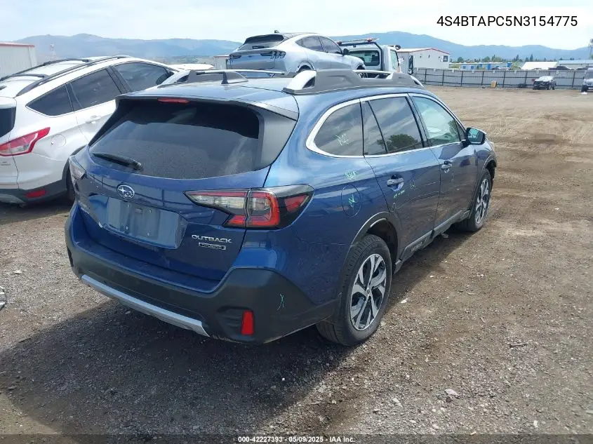 2022 Subaru Outback Touring VIN: 4S4BTAPC5N3154775 Lot: 42227393