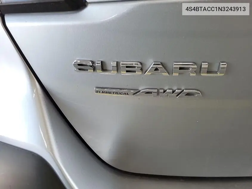 2022 Subaru Outback Premium VIN: 4S4BTACC1N3243913 Lot: 42254585