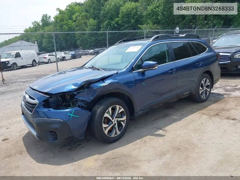 2022 Subaru Outback Limited Xt VIN: 4S4BTGND8N3268333 Lot: 42505441