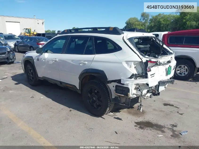 2022 Subaru Outback Wilderness VIN: 4S4BTGUD3N3193669 Lot: 42527646