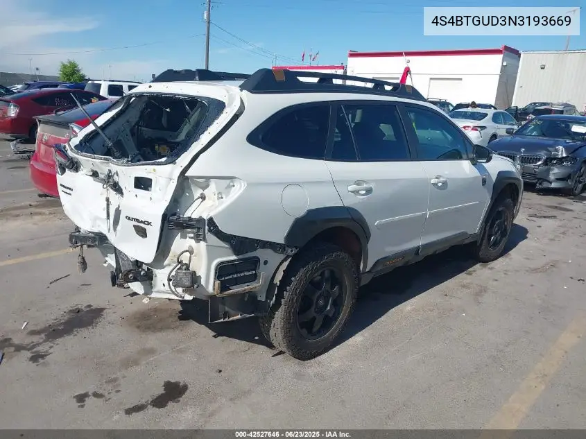 2022 Subaru Outback Wilderness VIN: 4S4BTGUD3N3193669 Lot: 42527646