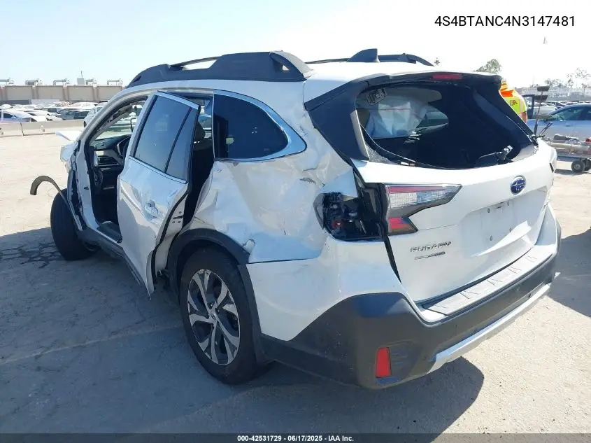 2022 Subaru Outback Limited VIN: 4S4BTANC4N3147481 Lot: 42531729