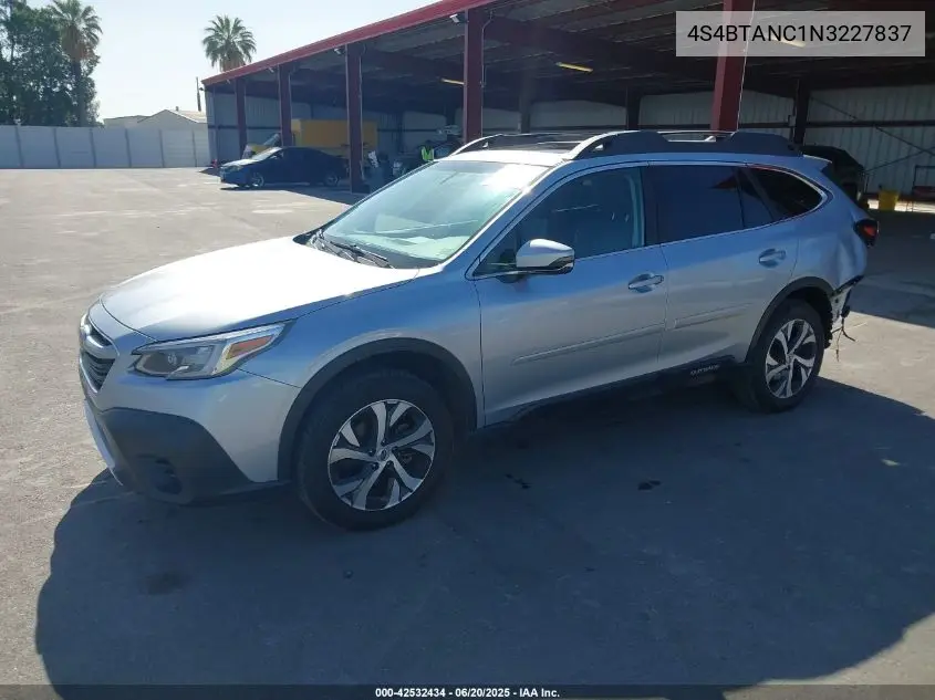 2022 Subaru Outback Limited VIN: 4S4BTANC1N3227837 Lot: 42532434