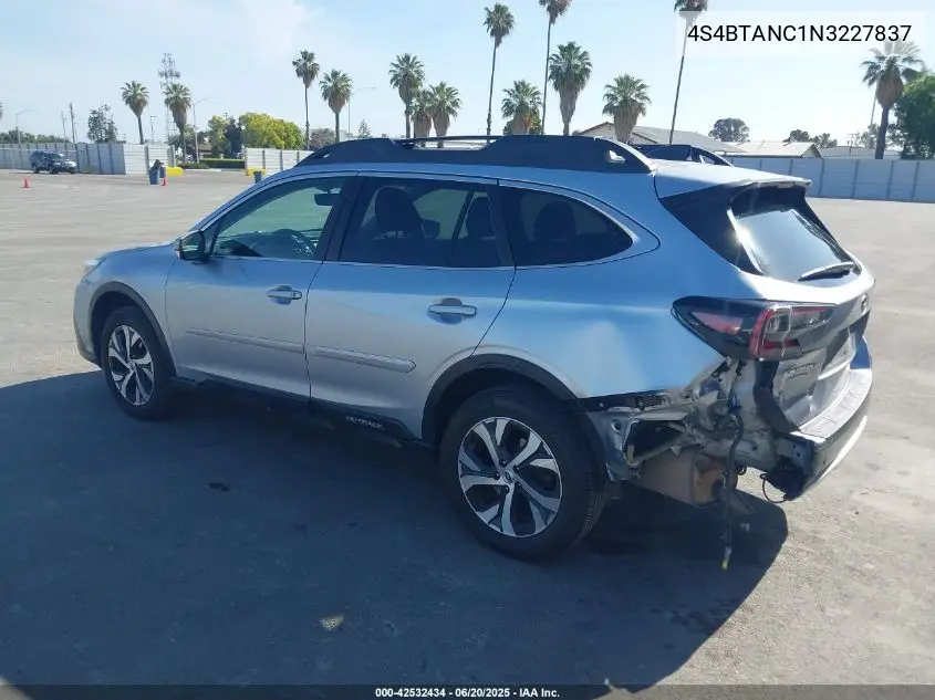 2022 Subaru Outback Limited VIN: 4S4BTANC1N3227837 Lot: 42532434
