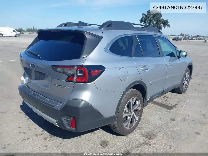 2022 Subaru Outback Limited VIN: 4S4BTANC1N3227837 Lot: 42532434