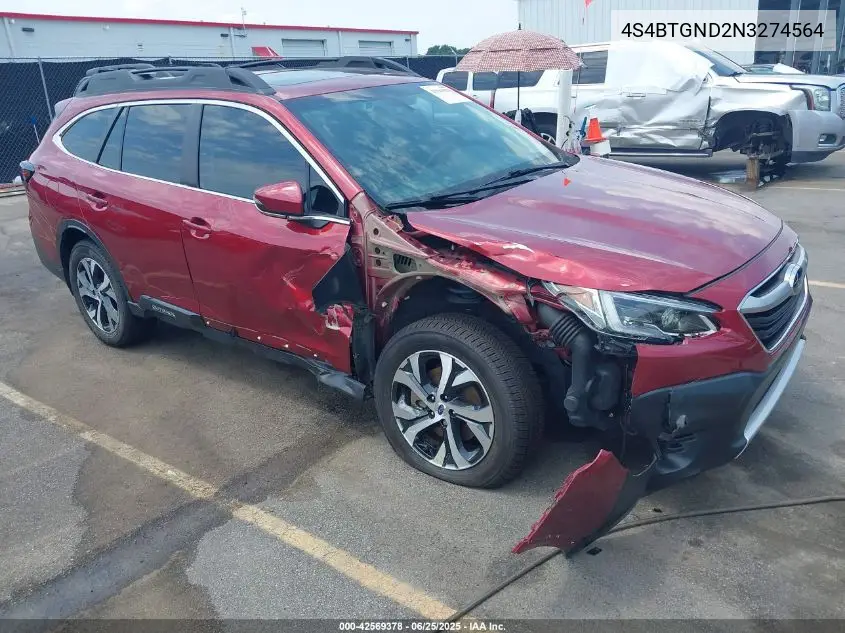 2022 Subaru Outback Limited Xt VIN: 4S4BTGND2N3274564 Lot: 42569378