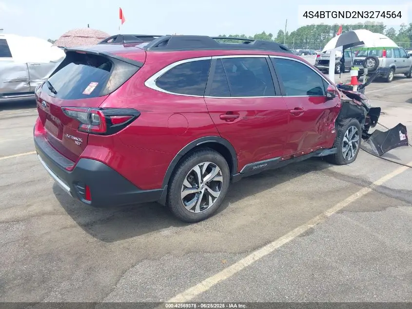 2022 Subaru Outback Limited Xt VIN: 4S4BTGND2N3274564 Lot: 42569378