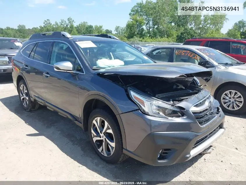 2022 Subaru Outback Touring VIN: 4S4BTAPC5N3136941 Lot: 42573823