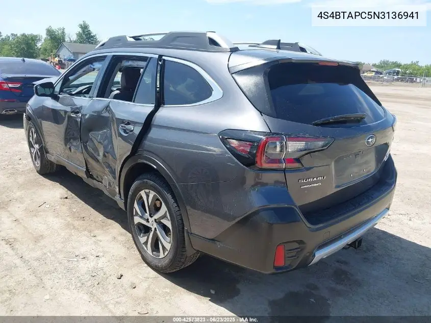 2022 Subaru Outback Touring VIN: 4S4BTAPC5N3136941 Lot: 42573823
