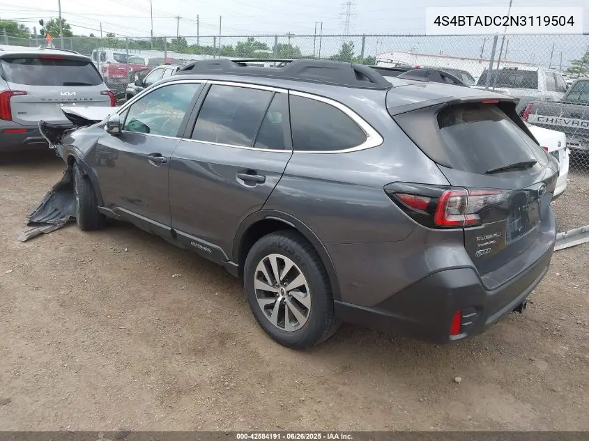 2022 Subaru Outback Premium VIN: 4S4BTADC2N3119504 Lot: 42584191