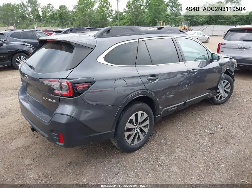 2022 Subaru Outback Premium VIN: 4S4BTADC2N3119504 Lot: 42584191