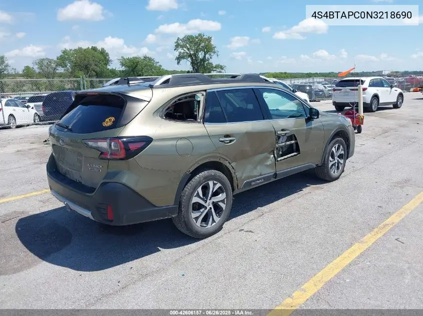 2022 Subaru Outback Touring VIN: 4S4BTAPC0N3218690 Lot: 42606157