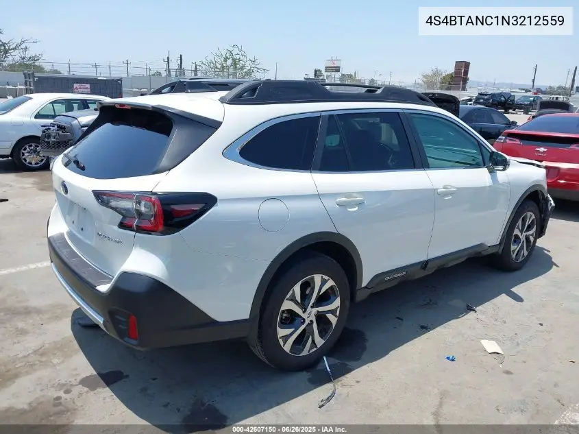 2022 Subaru Outback Limited VIN: 4S4BTANC1N3212559 Lot: 42607150
