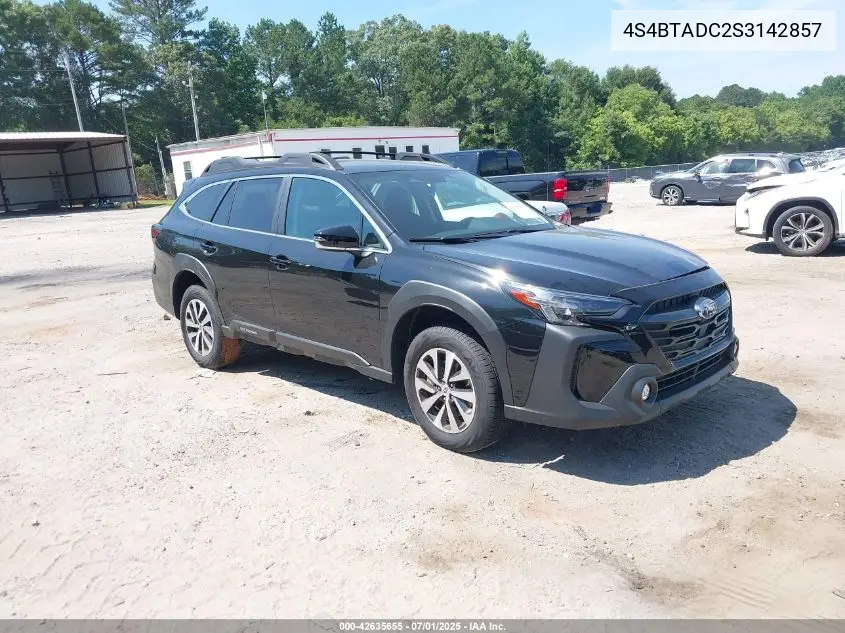2025 Subaru Outback Premium VIN: 4S4BTADC2S3142857 Lot: 42635655