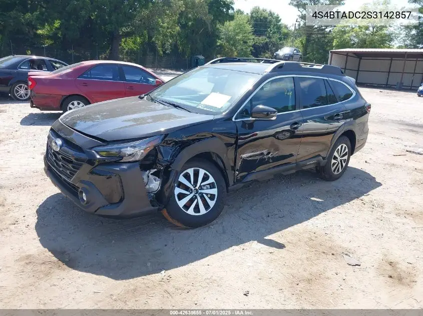 2025 Subaru Outback Premium VIN: 4S4BTADC2S3142857 Lot: 42635655