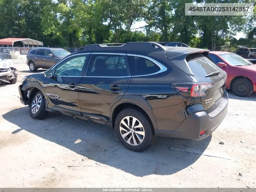 2025 Subaru Outback Premium VIN: 4S4BTADC2S3142857 Lot: 42635655